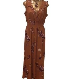 NWT Sz M Xhilaration Floral Ruffle Smocked Jumpsuit Romper